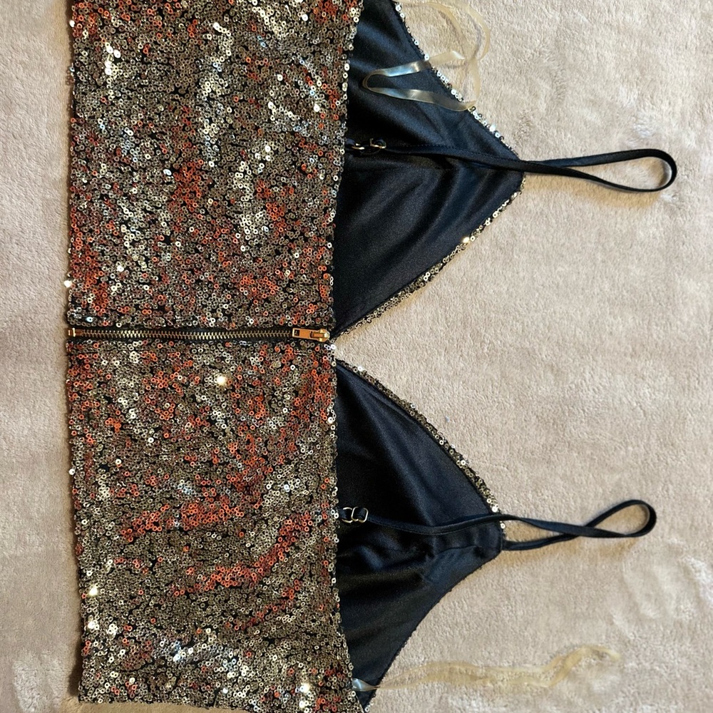 Charlotte Russe Black and Silver Sequin Bra